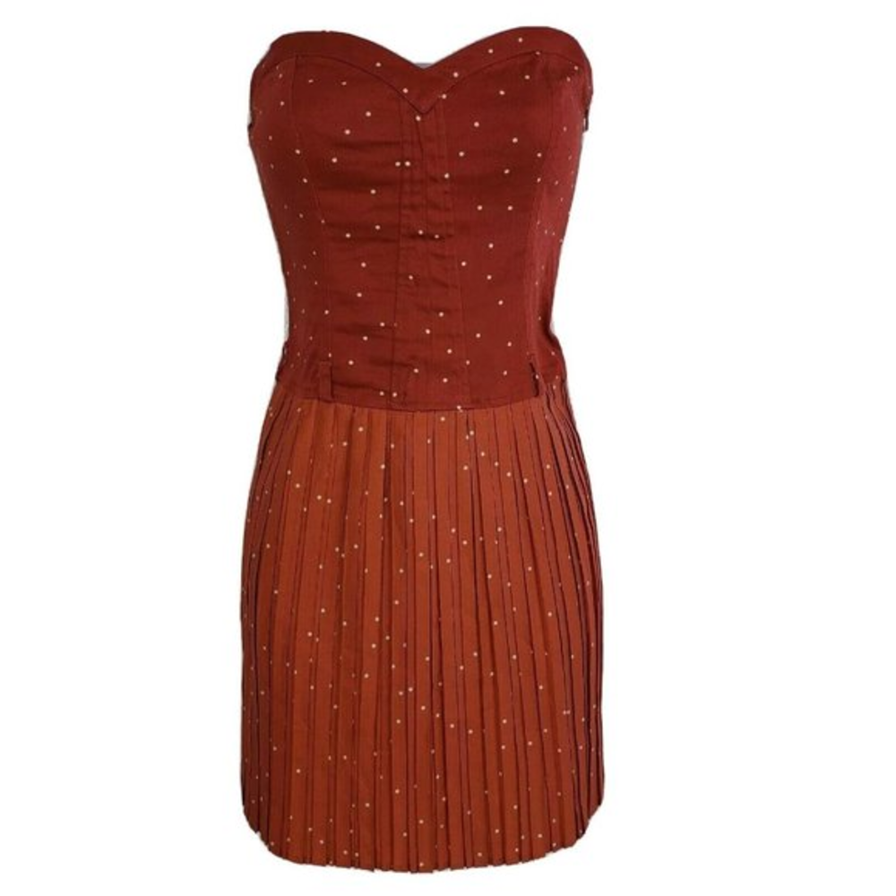 Bershka Collection Womens‎ Dress poplin strapless Polka dot Size Small orange